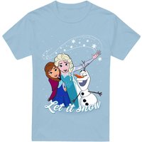 Elsa Anna Olaf Let It Snow T Shirt Light Blue