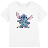 Lilo & Stitch Tangled Christmas Lights Sketch Kids T-Shirt White | Size: 3-4 Years