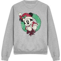 Vintage Christmas Wreath Sweatshirt Light Grey