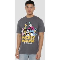 Mickey Mouse Men's Friends T-Shirt Charcoal | Size: XL