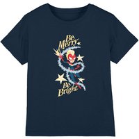 Captain Marvel Be Merry Be Bright Kids T-Shirt Navy | Size: 3-4 Years