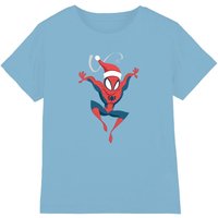 Spider Man Holiday Outfit Kids T-Shirt Light Blue | Size: 5-6 Years