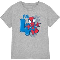 Spider Man Cute Spidey Birthday 4 Kids T-Shirt Light Grey | Size: 3-4 Years