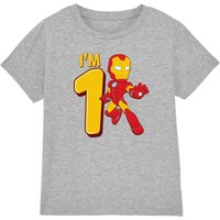 Iron Man Cute Birthday 1 Kids T-Shirt Light Grey | Size: 3-4 Years