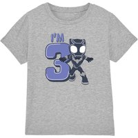 Black Panther Cute Birthday 3 Kids T-Shirt Light Grey | Size: 5-6 Years