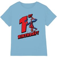Spider Man Birthday 1 Kids T-Shirt Light Blue | Size: 7-8 Years