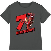Iron Man Birthday 7 Kids T-Shirt Charcoal | Size: 7-8 Years