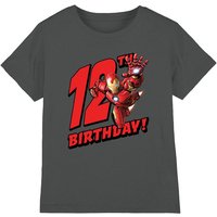 Iron Man Birthday 12 Kids T-Shirt Charcoal | Size: 5-6 Years
