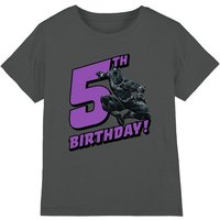 Black Panther Birthday 5 Kids T-Shirt Charcoal | Size: 12-13 Years