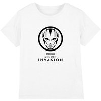 Marvel Secret Invasion Mono Badge Kids T-Shirt White | Size: 7-8 Years