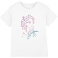 Disney Girl's Frozen Elsa Gradient Sketch T-Shirt in White | Size: 7-8 Years