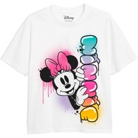 Minnie Mouse Girl's Rainbow Fade Graffiti T-Shirt White | Size: 7-8 Years