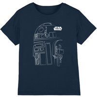 Star Wars Boy's R2D2 Outline Boys Cotton T-Shirt Navy | Size: 7-8 Years