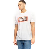 Marvel Men's Retro Logo Cotton T-Shirt White | Size: XL