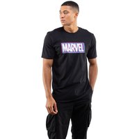 Marvel Men's Glitch Logo Cotton T-Shirt Black | Size: Small