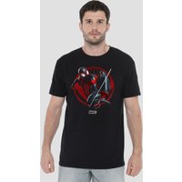 Spiderman Miles Morales Leap T-Shirt, Black | Size: Medium