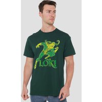 Marvel Mischievous Loki T-Shirt, Hunter Green in Dark Green | Size: Small