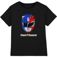 Power Rangers Boy's Spliced Head T-Shirt Black | Size: 7-8 Years