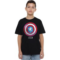 Captain America Marvel Drip Shield T-Shirt Black | Size: 12-13 Years