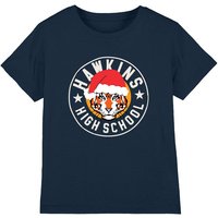 Stranger Things Hawkins Christmas Badge T-Shirt Navy | Size: 12-13 Years