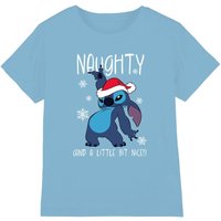 Lilo & Stitch Stitch Naughty Santa Hat T-Shirt in Light Blue | Size: 5-6 Years