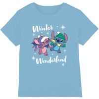 Lilo & Stitch Stitch & Angel Ice Skating T-Shirt in Light Blue | Size: 5-6 Years