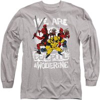 Marvel Men's SKETCHBOOK WE ARE DEADPOOL & WOLVERINE Long Sleeve T-Shirt, Athletic Heather in Light Grey | Size: Large