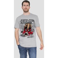 Marvel Men's DEADPOOL & WOLVERINE SKETCHBOOK HEADPOOL ATTACKS T-Shirt, Athletic Heather in Light Grey | Size: 3XL