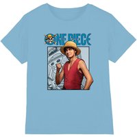 Netflix One Piece Luffy Kids T-Shirt, Light Blue | Size: 12-13 Years