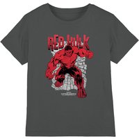 Marvel Red Hulk Cracked Kids T-Shirt, Light Graphite in Light Grey | Size: 12-13 Years