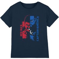 Marvel Captain America & Red Hulk Graffiti Kids T-Shirt, Navy | Size: 9-11 Years