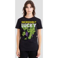 Marvel Women's The Incredible Hulk St Patrick's Day Hulk Incredibly Lucky T-Shirt, Black | Size: Medium