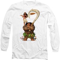 Disney Moana Maui Moana Stacked Long Sleeve T-Shirt, White | Size: Large
