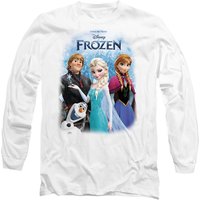 Disney Frozen Poster With Elsa, Anna, Kristoff & Olaf Long Sleeve T-Shirt, White | Size: Small