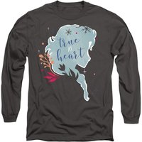 Disney Frozen True At Heart Elsa Silhouette Long Sleeve T-Shirt, Charcoal | Size: Small
