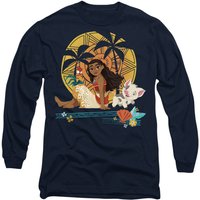 Disney Moana Sitting Sunset Long Sleeve T-Shirt, Navy | Size: Medium