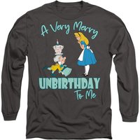 Disney Alice In Wonderland Very Merry Unbirthday To Me Long Sleeve T-Shirt, Charcoal | Size: Medium