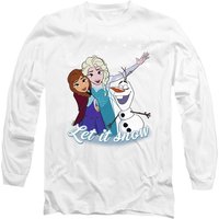 Disney Frozen Elsa Anna Olaf Let It Snow Long Sleeve T-Shirt, White | Size: Small