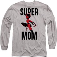 Disney The Incredibles Super Mom Long Sleeve T-Shirt, Athletic Heather in Light Grey | Size: Large
