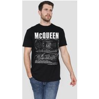 Disney Cars Lightning McQueen Outline T-Shirt, Black | Size: Medium