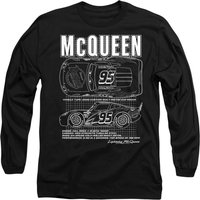 Disney Cars Lightning McQueen Outline Long Sleeve T-Shirt, Black | Size: XL