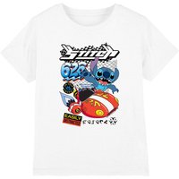 Disney Boy's Lilo&Stitch Racing Spaceship Boys T-Shirt, White | Size: 7-8 Years