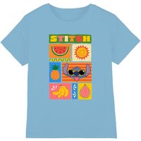Disney Lilo&Stitch Fruit Panels Kids T-Shirt, Sky Blue in Baby Blue | Size: 5-6 Years