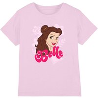 Disney Girl's Princess Belle Face Girls T-Shirt, Light Pink | Size: 12-13 Years