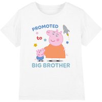 Hasbro Peppa Pig George Pig Promoted To Big Brother Kids T-Shirt, White | Size: 5-6 Years