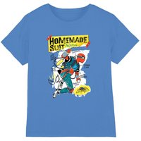 Marvel Boy's Friendly Neighborhood Spiderman Homemade Suit T-Shirt, Sapphire in Blue | Size: 12-13 Years