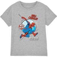 Marvel Boy's Friendly Neighborhood Spiderman Wall Crawler T-Shirt, Athletic Heather in Light Grey | Size: 12-13 Years