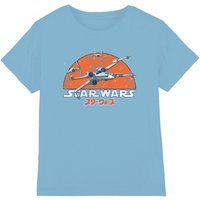Star Wars X-Wing & Tie Fighter Flight Kids T-Shirt, Sky Blue in Baby Blue | Size: 7-8 Years