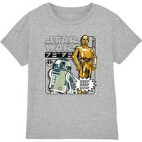 Star Wars R2-D2 & C-3Po Manga Droids Kids T-Shirt, Heather Grey in Light Grey | Size: 12-13 Years