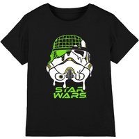 Star Wars Neon Stormtrooper Grid Drip Helmet Kids T-Shirt, Black | Size: 7-8 Years